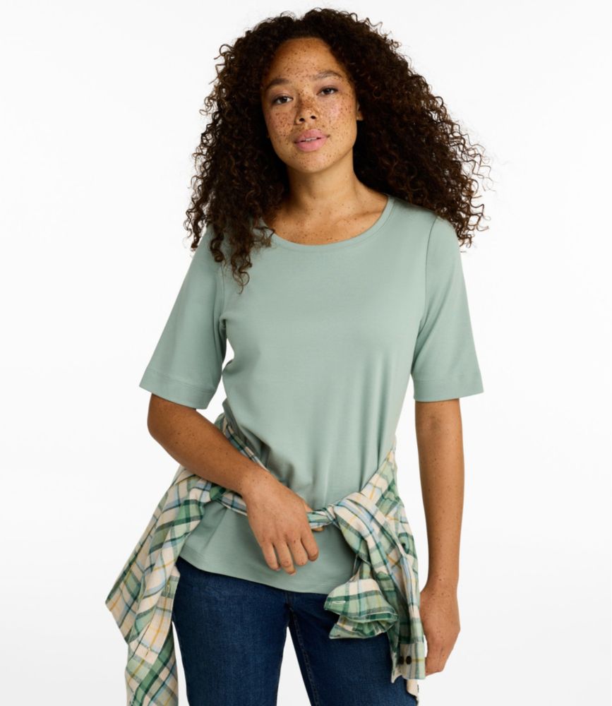 Women's L.L.Bean Jewelneck Tee, Elbow-Sleeve