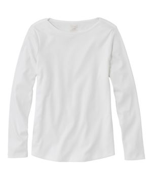 Women's Pima Cotton Shaped Tee, Long-Sleeve Boatneck