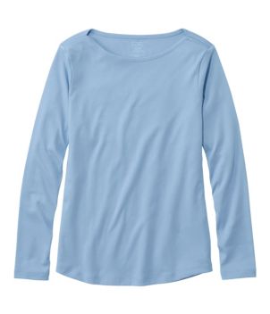 Women's Pima Cotton Shaped Tee, Long-Sleeve Boatneck