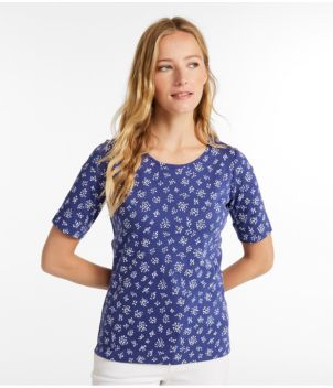 Women's L.L.Bean Jewelneck Tee, Elbow-Sleeve Print