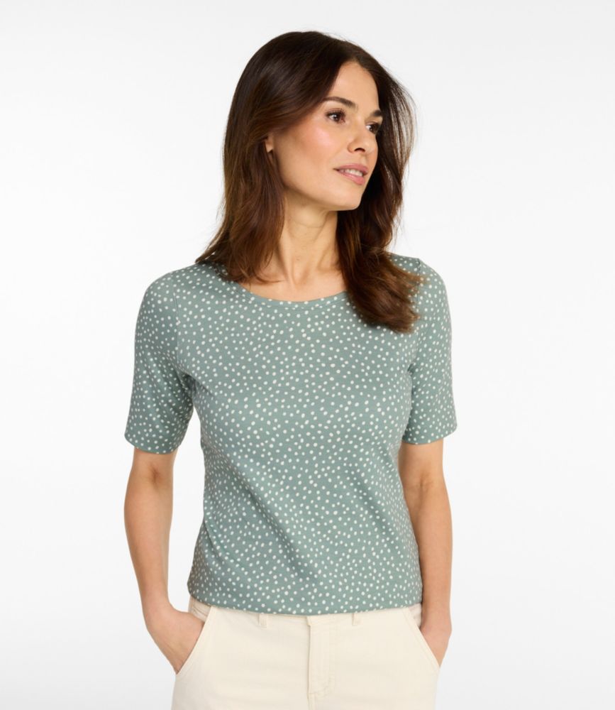 Women's L.L.Bean Jewelneck Tee, Elbow-Sleeve Print
