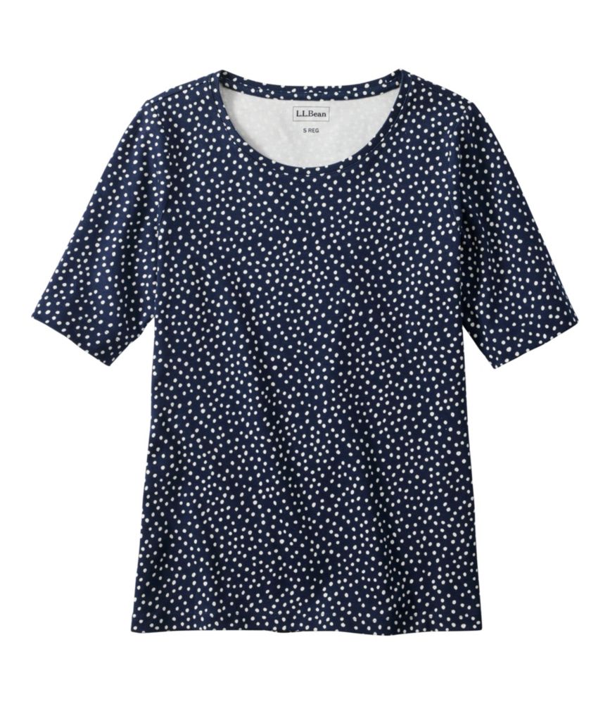 Women's L.L.Bean Jewelneck Tee, Elbow-Sleeve Print