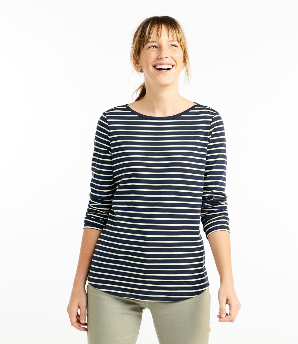 Women's Soft Stretch Supima Tee, Scoopneck Long-Sleeve at L.L. Bean