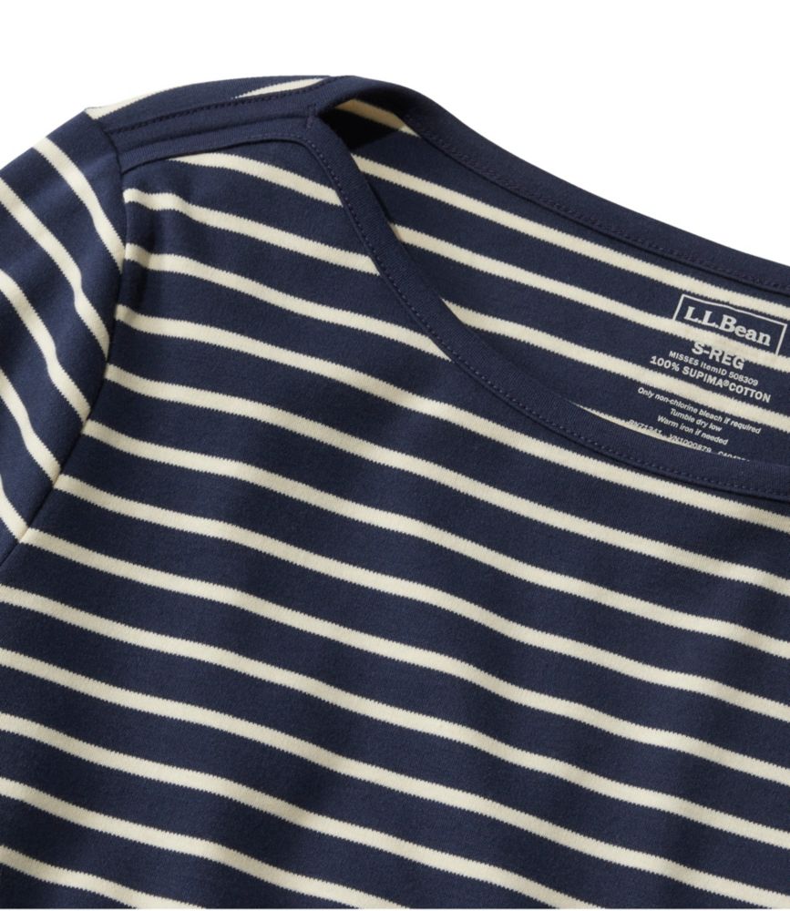 Women's Pima Cotton Shaped Tee, Long-Sleeve Boatneck Stripe, , small image number 3