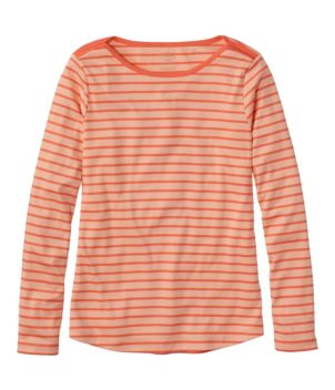 Women's Pima Cotton Shaped Tee, Long-Sleeve Boatneck Stripe