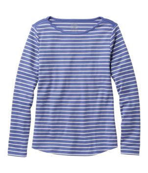 Women's Pima Cotton Shaped Tee, Long-Sleeve Boatneck Stripe