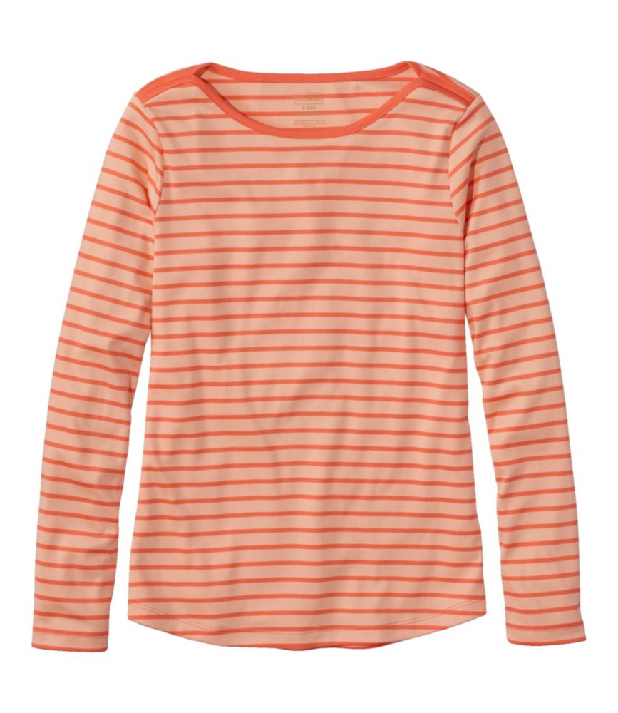 Women's Pima Cotton Shaped Tee, Long-Sleeve Boatneck Stripe