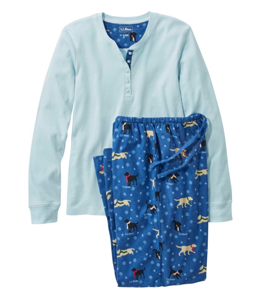 Women's Cozy PJ Set, Print, Bright Blue Dog, small image number 1