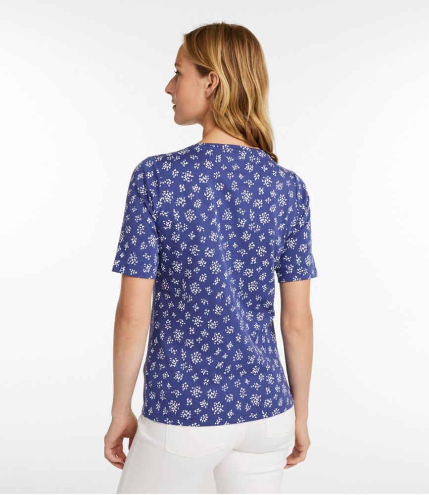 Women's L.L.Bean Jewelneck Tee, Elbow-Sleeve Print, Alpine Blue Dots, small image number 3