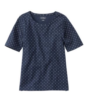 Women's L.L.Bean Jewelneck Tee, Elbow-Sleeve Print