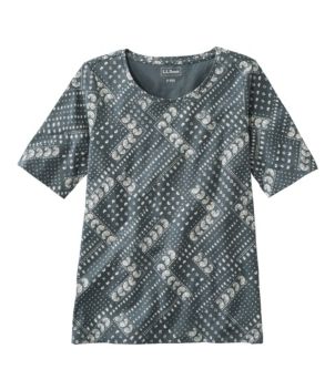 Women's L.L.Bean Jewelneck Tee, Elbow-Sleeve Print