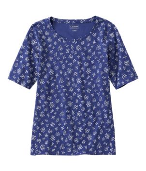 Women's L.L.Bean Jewelneck Tee, Elbow-Sleeve Print