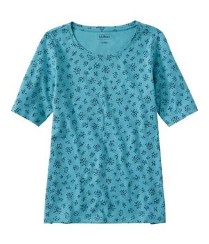 Women's L.L.Bean Jewelneck Tee, Elbow-Sleeve Print