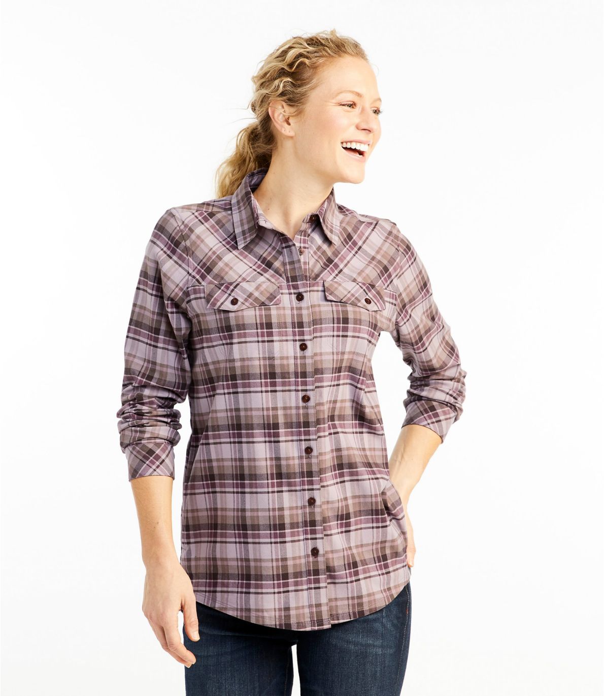 Women's Cabin Stretch Flannel Shirt, Plaid at L.L. Bean