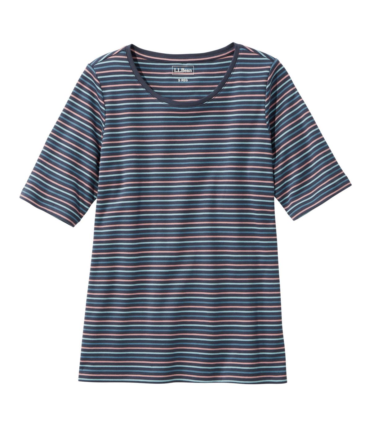 Women's L.L.Bean Jewelneck Tee, Elbow-Sleeve Stripe