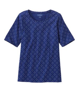 Women's L.L.Bean Jewelneck Tee, Elbow-Sleeve Print