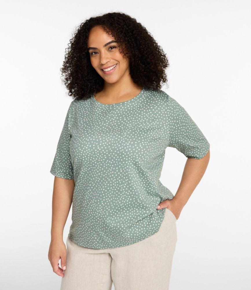 Women's L.L.Bean Jewelneck Tee, Elbow-Sleeve Print