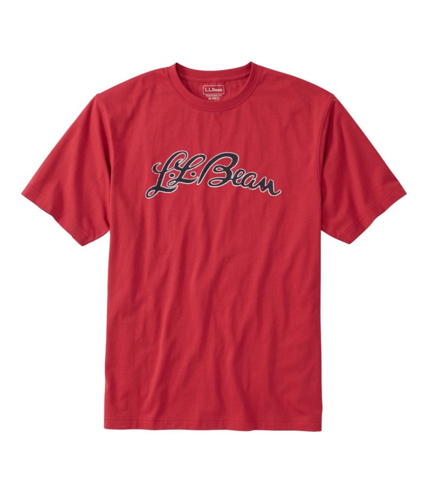 Men's Carefree Unshrinkable Tee, L.L.Bean Logo, Short-Sleeve, Maritime Red/Script Logo, small image number 1