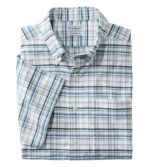Men's Wrinkle-Free Classic Oxford Cloth Shirt, Short-Sleeve Plaid