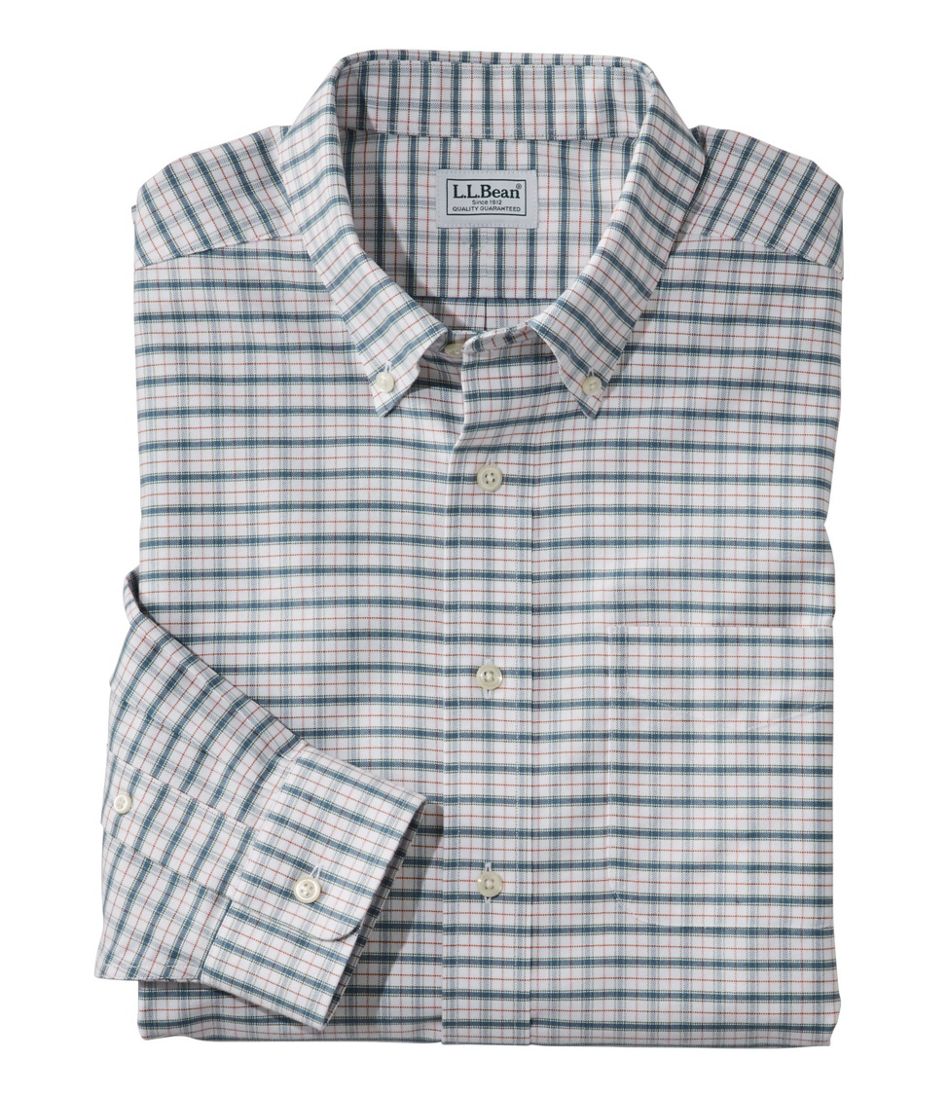 Men's Wrinkle-Free Classic Oxford Cloth Shirt, Long-Sleeve Plaid ...