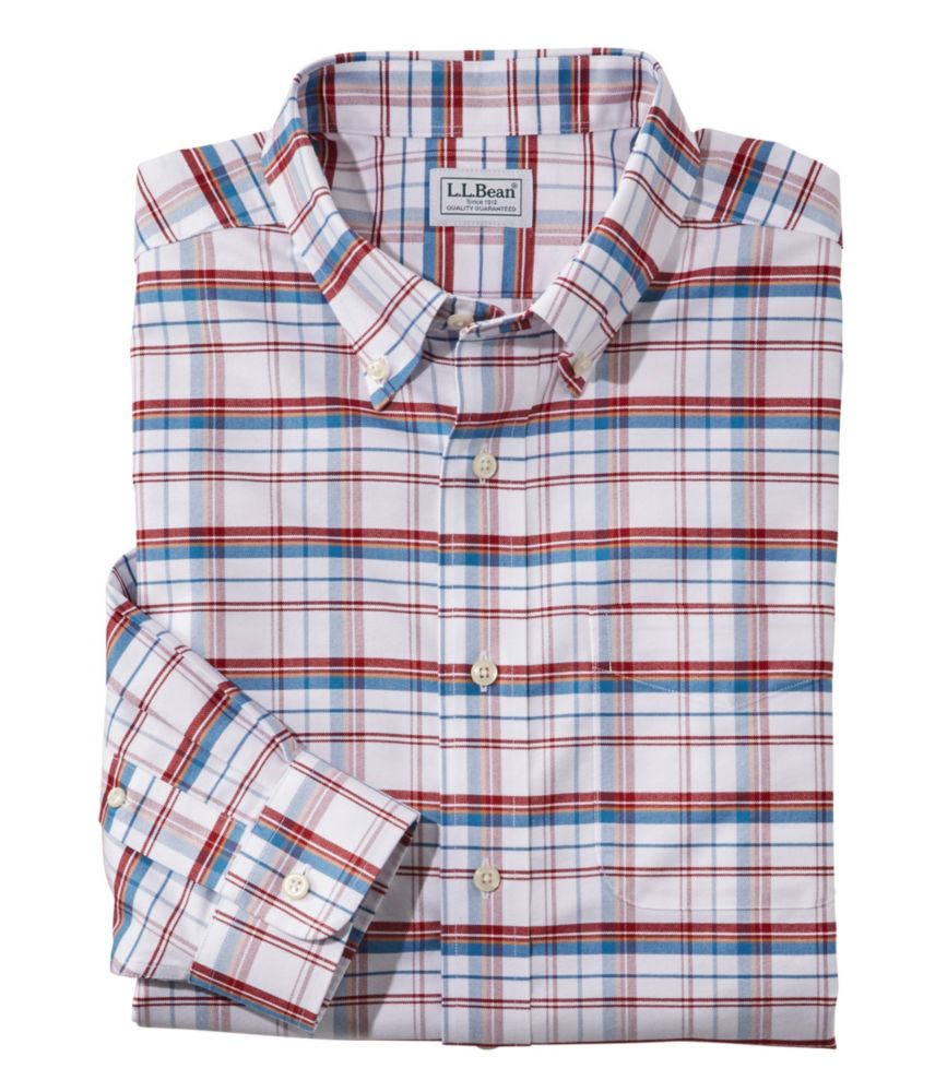 Men's Wrinkle-Free Classic Oxford Cloth Shirt, Long-Sleeve Plaid 