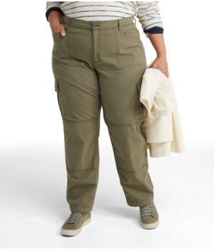 Women's Stretch Canvas Cargo Pants, Mid-Rise Straight-Leg