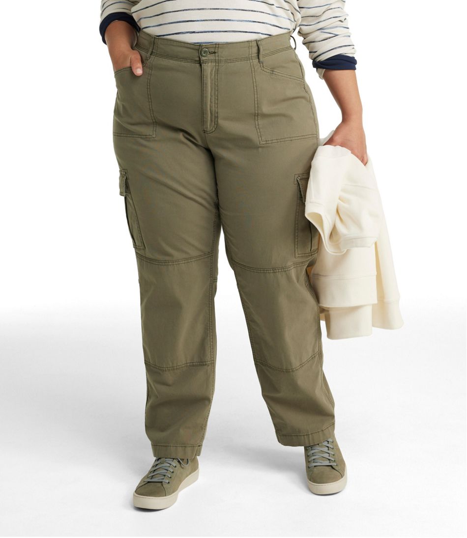 Women's Stretch Canvas Cargo Pants, Mid-Rise Straight-Leg at L.L. Bean
