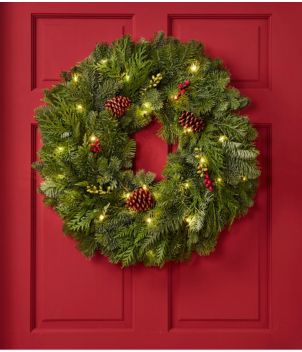 Woodland Berry Lighted Wreath, 24"