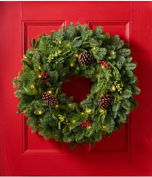 Woodland Berry Lighted Wreath, 24"