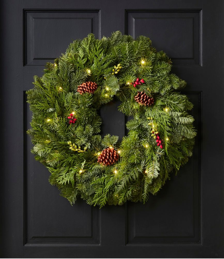 Woodland Berry Lighted Wreath, 24" Wreaths at L.L.Bean