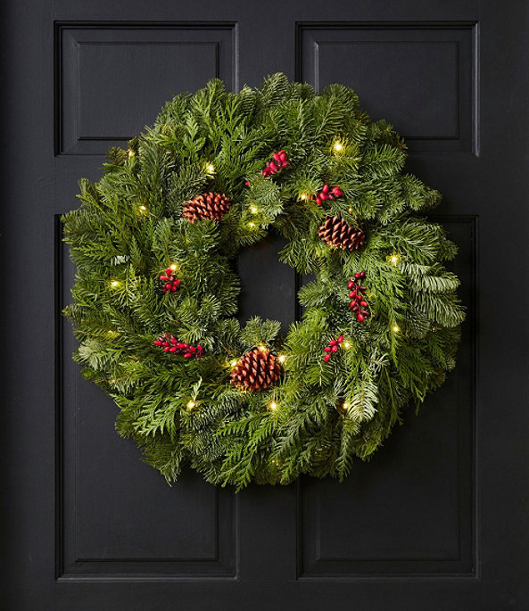 Woodland Berry Lighted Wreath, One Color, large image number 1