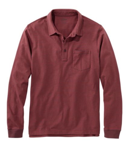 Men's Lakewashed® Organic Cotton Polo with Pocket, Long-Sleeve, Stripe