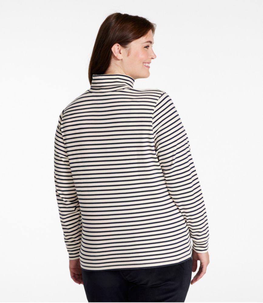 Women's L.L.Bean Interlock Turtleneck, Long-Sleeve Stripe, Cream/Classic Navy, small image number 3