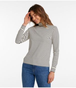 Women's L.L.Bean Interlock Turtleneck, Long-Sleeve Stripe