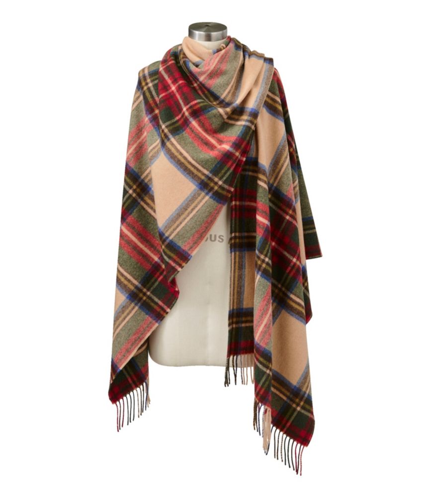 Women's L.L.Bean Poncho Scarf, Plaid, Camel Brown Buffalo Check, small image number 2