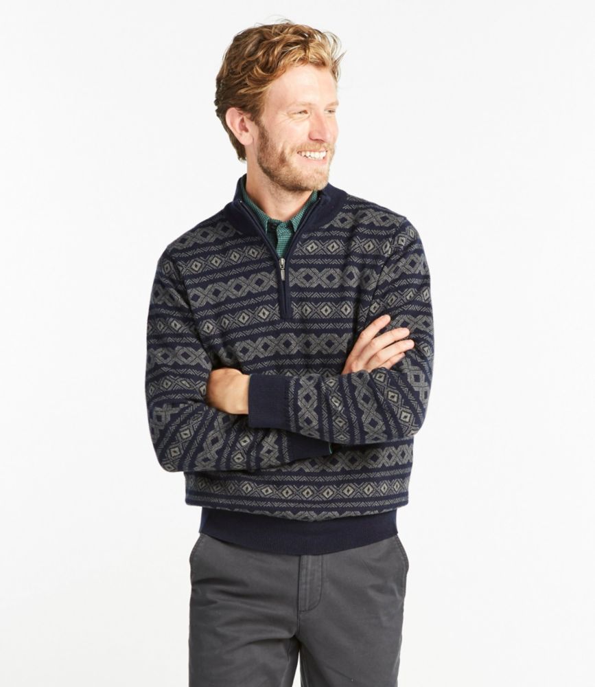 Men's Cotton/Cashmere Sweater, Quarter Zip, Fair Isle Sweaters at L.L