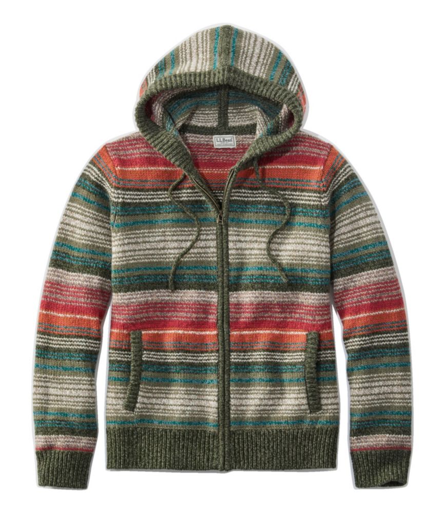 Men s L.L.Bean Classic Ragg Wool Sweater Zip Hoodie Stripe