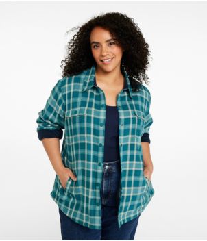 Women's Fleece-Lined Flannel Shirt, Snap-Front Plaid
