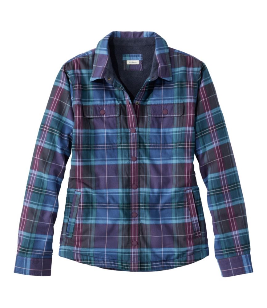 Women's Fleece-Lined Flannel Shirt, Snap-Front Plaid, Dark Twilight Blue, small image number 1