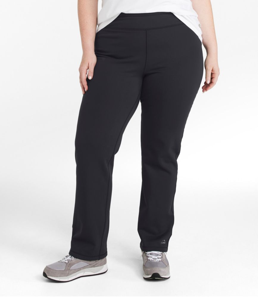 Women's PrimaLoft ThermaStretch Fleece Pants, Mid-Rise Straight-Leg, Black, small image number 2