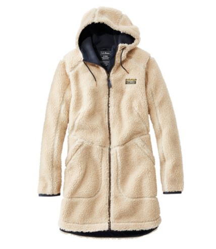 Womens long fleece on sale coat