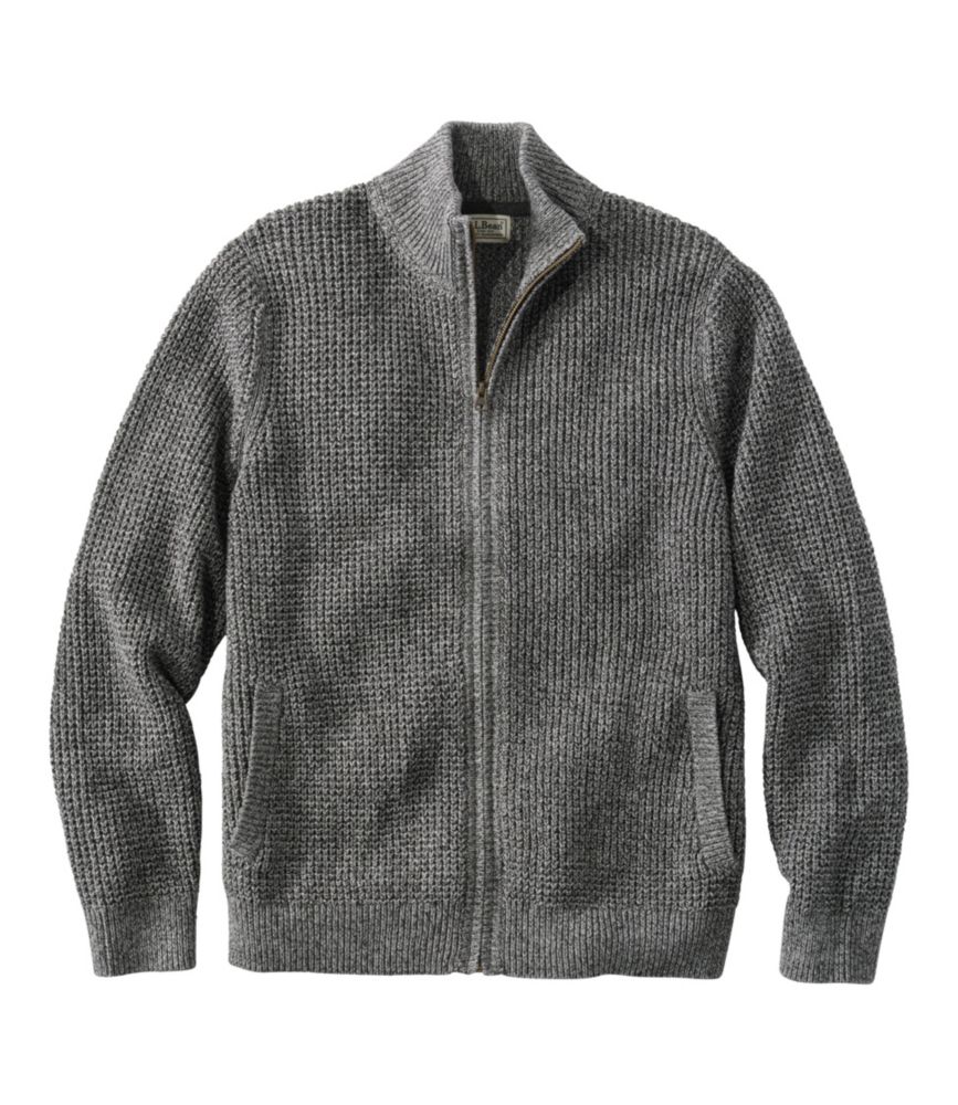 Men's Organic Cotton Waffle Sweater, Full Zip