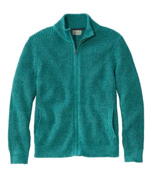 Men's Organic Cotton Waffle Sweater, Full Zip