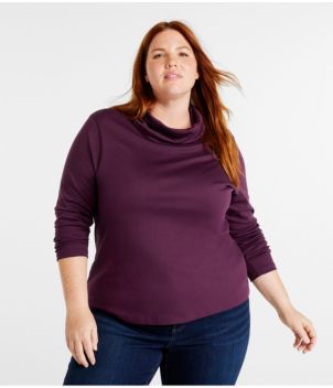 Women's Pima Cotton Tee, Long-Sleeve Cowlneck