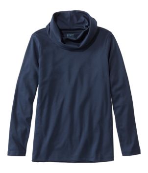 Women's Pima Cotton Tee, Long-Sleeve Cowlneck