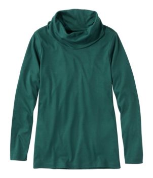 Women's Pima Cotton Tee, Long-Sleeve Cowlneck