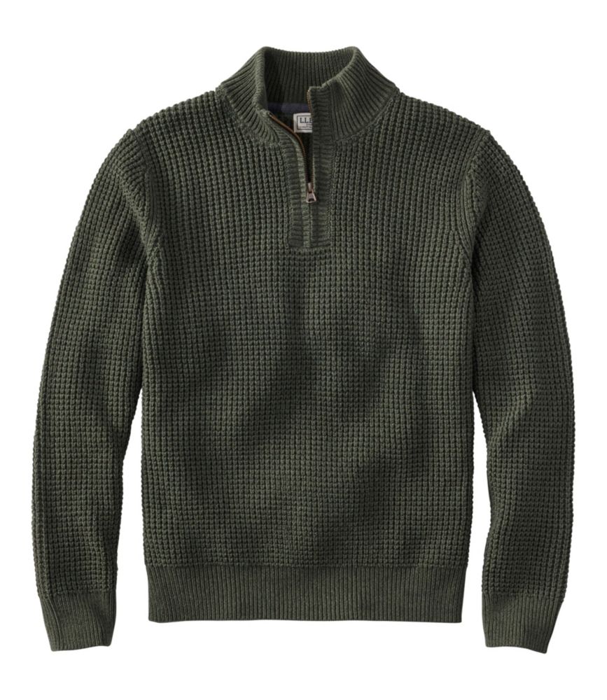 Men's Organic Cotton Waffle Sweater, Quarter Zip