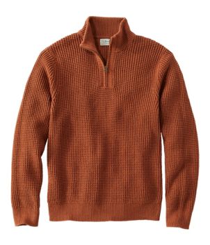 Men's Organic Cotton Waffle Sweater, Quarter Zip