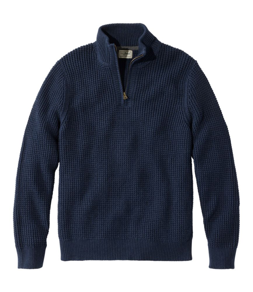 Men's Organic Cotton Waffle Sweater, Quarter Zip