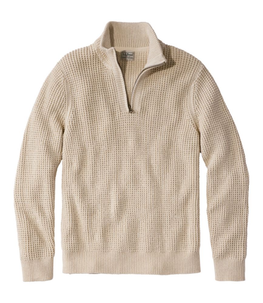 Men's Organic Cotton Waffle Sweater, Quarter Zip